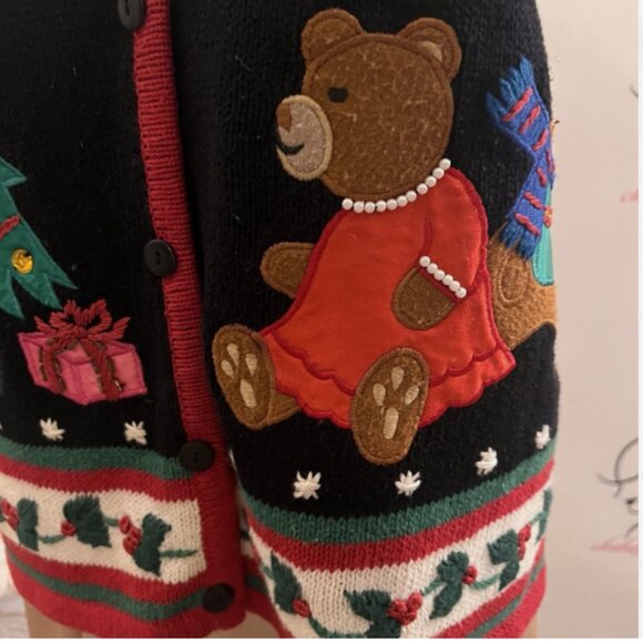 Kathy Lee. Size Medium. Christmas Sweater Vest. Ramie Cotton. Applique. B56 - Picture 2 of 7